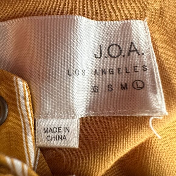 J.O.A Yellow Striped Halter Neck Criss Cross Tie Front Mini Dress Size L Cotton - Picture 5 of 8